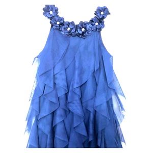 Biscotti blue chiffon ruffled dress